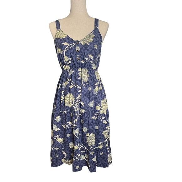 Sonoma Womens Linen Blend Floral Print Stappy Sundress Size L Boho Comfy - Picture 1 of 12